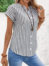 EMERY ROSE Women's Summer Striped Batwing Short Sleeve Loose Casual Shirt With V-Neckline